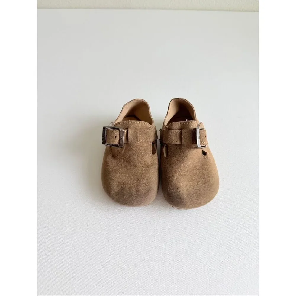 Kids Round Toe Non-Slip Soft Bottom Hook And Loop Casual Flat Shoes size 5.5